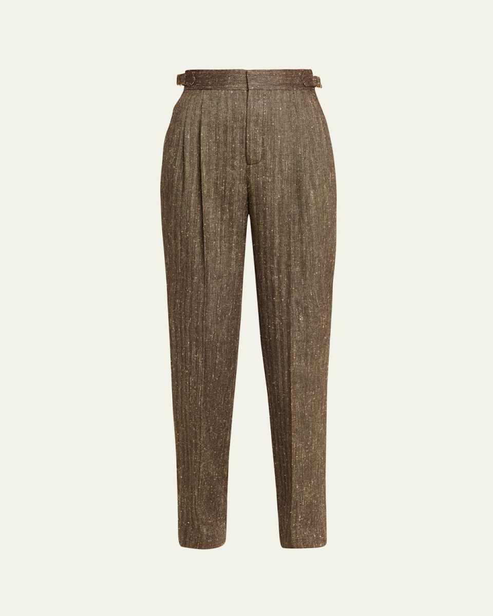 Malik Pleated Straight-Leg Trousers